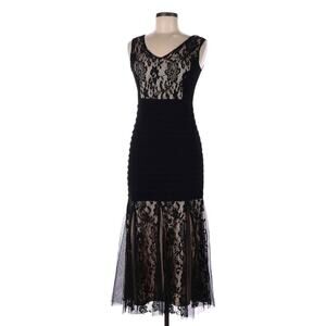 NWT Candalite Petite Lace Long Dress Black PL